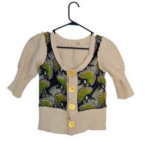Moth Short Sleeve Button Up Sweater Size Small